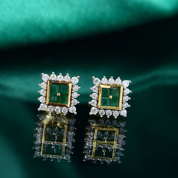 Smaragd und Moissanit Ohrringe - 0,76 ct.