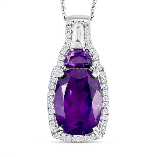 Afrikanischer Amethyst-Anhänger mit Kette, 925 Silber platiniert ca. 6.70 ct image number 0