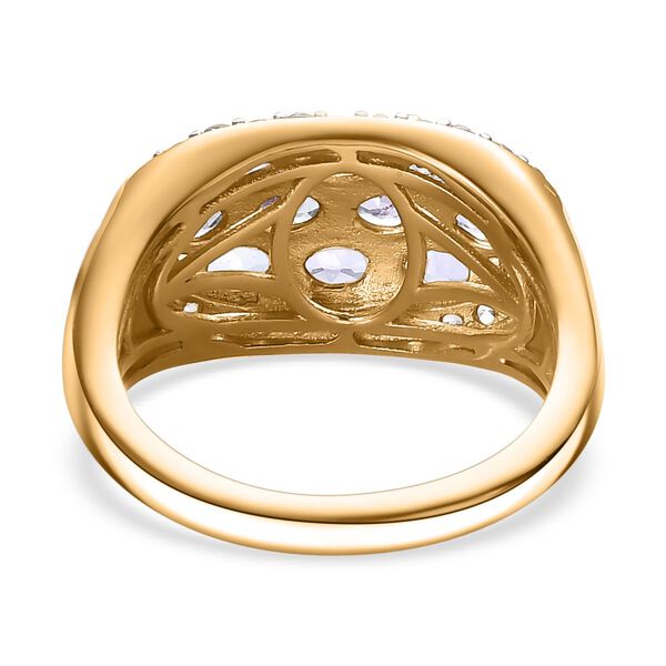 Tansanit, Weißer Zirkon Ring 925 Silber 750 Gelbgold Vermeil (Größe 18.00) ca. 2,01 ct image number 4