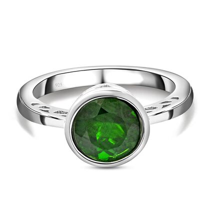 Nat&uuml;rlicher Chromdiopsid Ring, 925 Silber rhodiniert (Gr&ouml;&szlig;e 16.00) ca. 2.00 ct