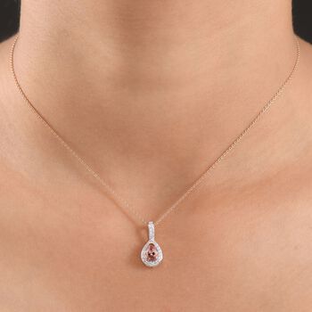 D'Joy AA Blush Turmalin und Zirkon Anh&auml;nger mit 50cm Kette - 1 ct.