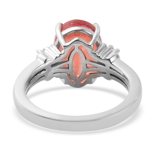 Sunfire Orange Triplett Quarz und Zirkon Ring 925 Silber Platin-Überzug image number 6