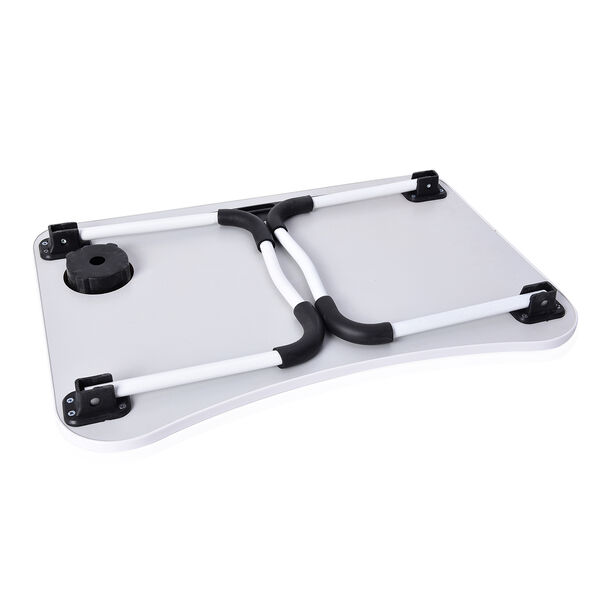 Multifunktionaler Klapptisch mit Becher-. Tablet- und Kartenhalter. 59.5x36.5 cm. Wei&szlig; image number 3