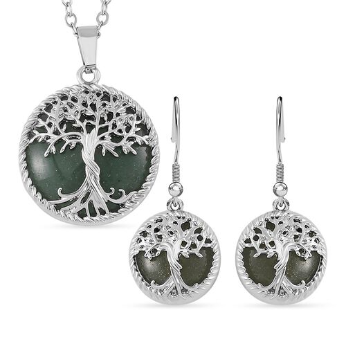 Grüner Aventurin Schmuckset  Legierung ca. 49.00 ct image number 0