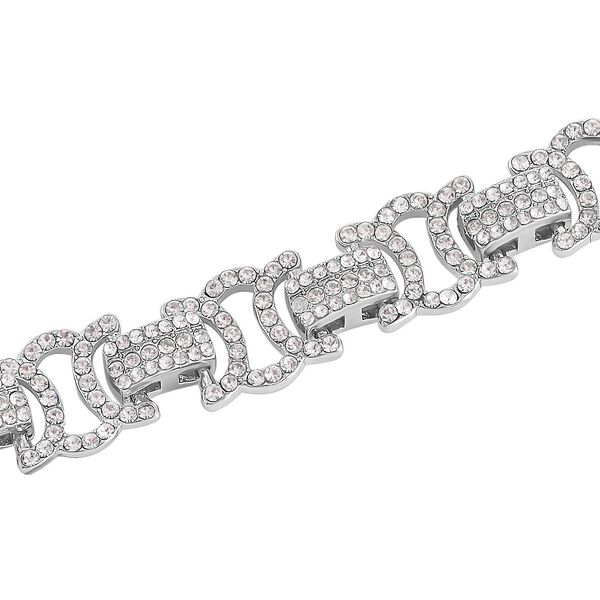 Wei&szlig;er Kristall Armband, ca. 20 cm, silberfarben image number 4