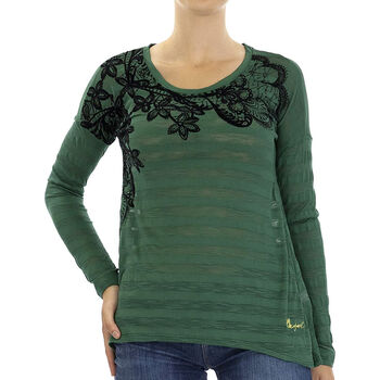 DESIGUAL, T-Shirt mit langen &Auml;rmeln und Stickerei auf dem Oberteil, Schwarz, Gr&ouml;&szlig;e 38