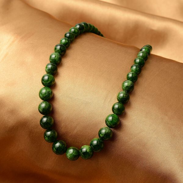 Nat&uuml;rliche Chromdiopsid Halskette, ca. 45 cm, 925 Silber vergoldet ca. 275.00 ct image number 3