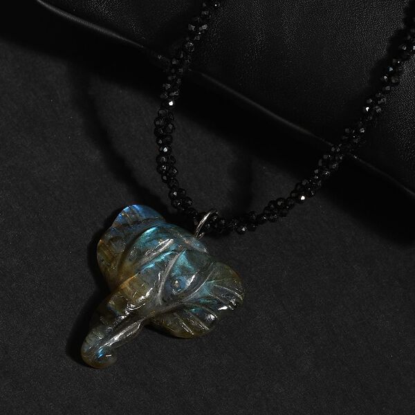 Labradorit und schwarze Spinell-Elefant-Halskette, 50 cm - 115 ct. image number 3