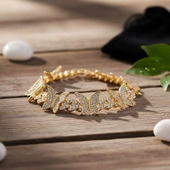 Wei&szlig;er Kristall Armband ca. 19 cm, Goldfarben