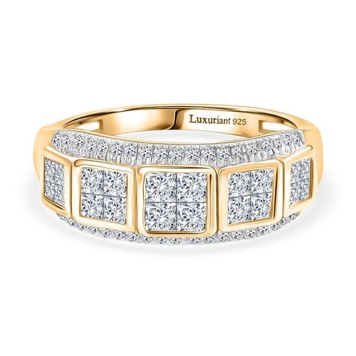 LUXURIANT DIAMOND - Lab Grown Diamant SI-GH SGL zertifiziert Ring, 925 Silber 750 Gelbgold Vermeil (Größe 17.00) ca. 1,00 ct image number 0