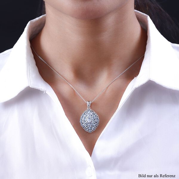 Himmelblauer Topas Anh&auml;nger mit Kette, ca. 50 cm, 925 Silber platiniert, ca. 6.14 ct image number 2