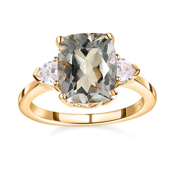 Prasiolite Schmuckset 925 Silber Gelbgold Vermeil ca. 6,30 ct. image number 4