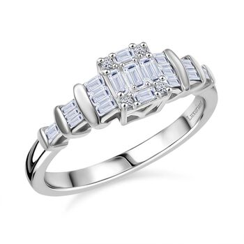 LUXURIANT SGL zertifizierter SI-GH Labor Diamant Ring, 925 Silber rhodiniert - 0,50 ct.