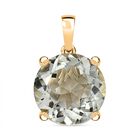 D’joy AA Prasiolith, Weißer Zirkon Anhänger 925 Silber 750 Gelb Vergoldet ca. 6.16 ct