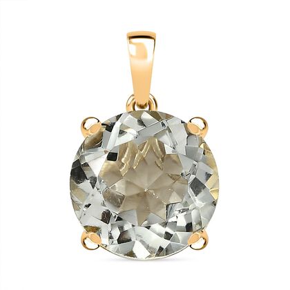 D&rsquo;joy AA Prasiolith, Wei&szlig;er Zirkon Anh&auml;nger 925 Silber 750 Gelb Vergoldet ca. 6.16 ct