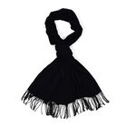Eleganter Schal mit Fransen, 65x180 cm, Tiefschwarz