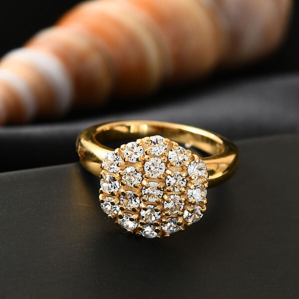 LUSTRO STELLA Österreichischer weißer Kristall Cluster-Ring 18K vergoldet image number 2