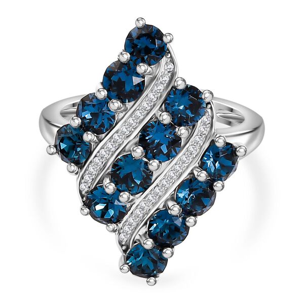 J Francis gefertigt mit SWAROVSKI- Montana und wei&szlig;er Swarovski Kristall Ring