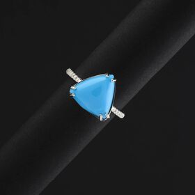 LUXORO zertifiziert und geprüft AAA Sleeping Beauty Türkis und Diamant Ring in 417 Weißgold - 4 ct.