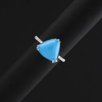 LUXORO zertifiziert und gepr&uuml;ft AAA Sleeping Beauty T&uuml;rkis und Diamant Ring in 417 Wei&szlig;gold - 4 ct.