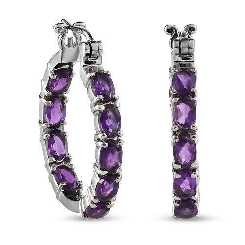 Afrikanische Amethyst-Ohrringe, Edelstahl, ca. 7,07 ct image number 0