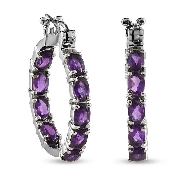 Afrikanische Amethyst-Ohrringe, Edelstahl, ca. 7,07 ct image number 0