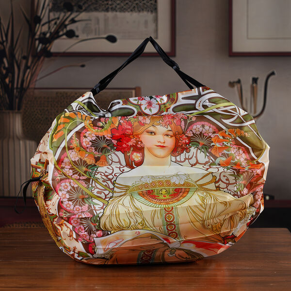 Faltbare Einkaufstasche, Rei&szlig;verschlussfach, 50x70cm, Dunkelgr&uuml;n Rosa M&auml;dchenmotiv image number 1