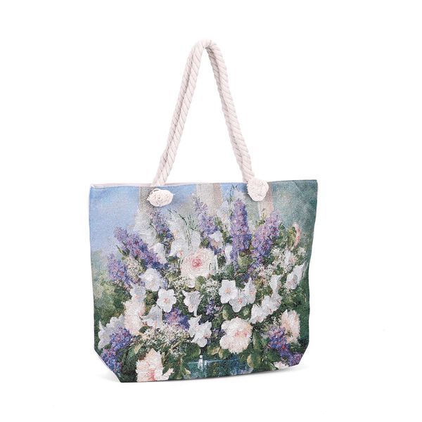 Gewebte Jute-Tasche mit Blumen, blau/wei&szlig; image number 7