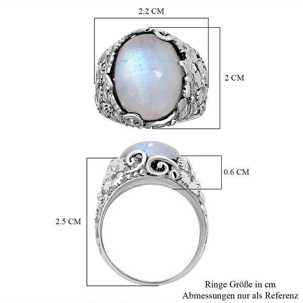 Royal Bali Kollektion- Regenbogen Mondstein Cocktail Ring image number 5