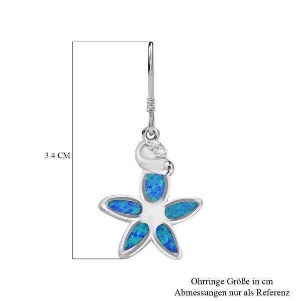 Simulierte blaue Opal und Zirkonia florale Ohrringe image number 4