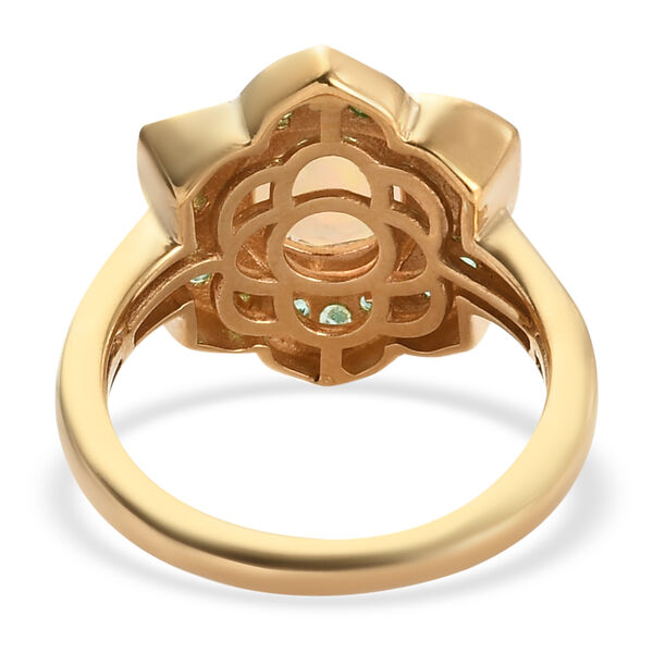 Nat&uuml;rlicher &Auml;thiopischer Opal und Smaragd Ring 925 Silber vergoldet  ca. 1,17 ct image number 6