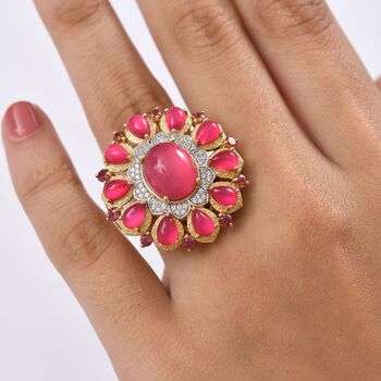 D'Joy Maulbeer Mondstein Ring 925 Silber 750 Gelbgold Vermeil (Gr&ouml;&szlig;e 16.00) ca. 11,31 ct