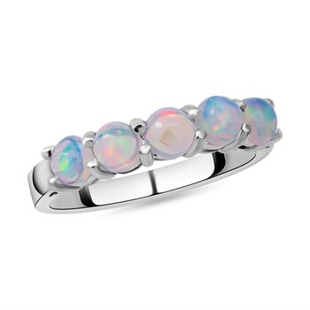 Nat&uuml;rlicher, &auml;thiopischer Opal-Ring, 925 Silber platiniert (Gr&ouml;&szlig;e 16.00) ca. 0,90 ct