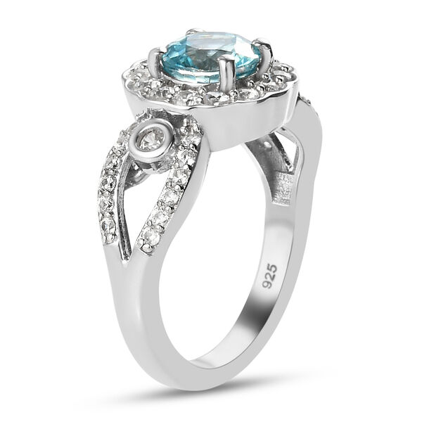 Kambodschanischer, blauer und wei&szlig;er Zirkon-Ring, 925 Silber platiniert  ca. 2,48 ct image number 3