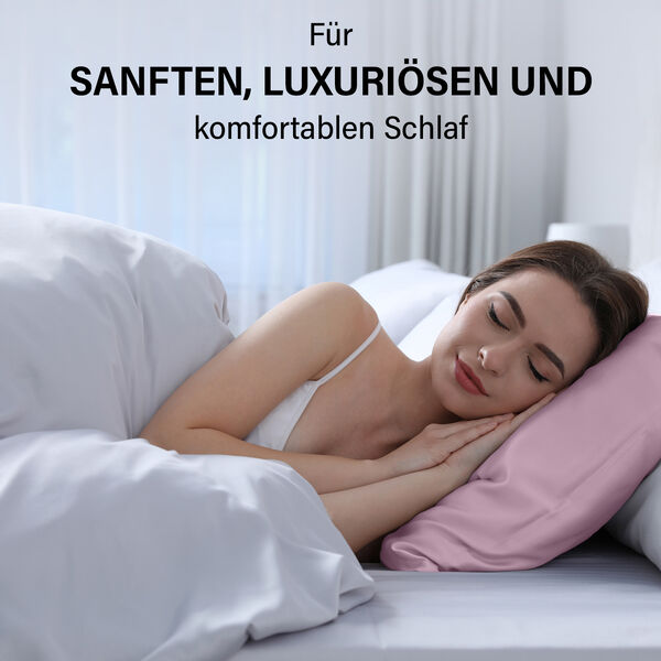 Serenity Night - 100% Maulbeerseide Sommerseidendecke mit Seidenfüllung Daunenkissen und Seidenkissenbezug Puderrosa image number 3