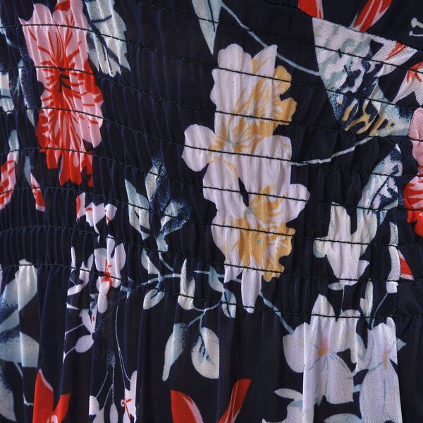 TAMSY - Maxi Kleid mit gesmokter Taille und Flatter&auml;rmel, One Size, blau image number 6