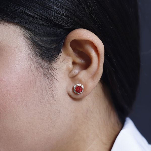 Synthetische Padparadscha Saphir und Zirkon-Ohrringe - 2,84 ct. image number 3