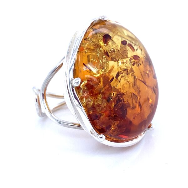 Baltischer Bernstein Ring 925 Silber