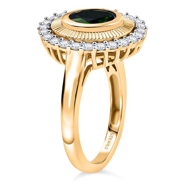 D&rsquo;joy Nat&uuml;rlicher Chromdiopsid, Wei&szlig;er Zirkon Ring 925 Silber 750 Gelbgold Vermeil (Gr&ouml;&szlig;e 21.00) ca. 2,11 ct image number 4