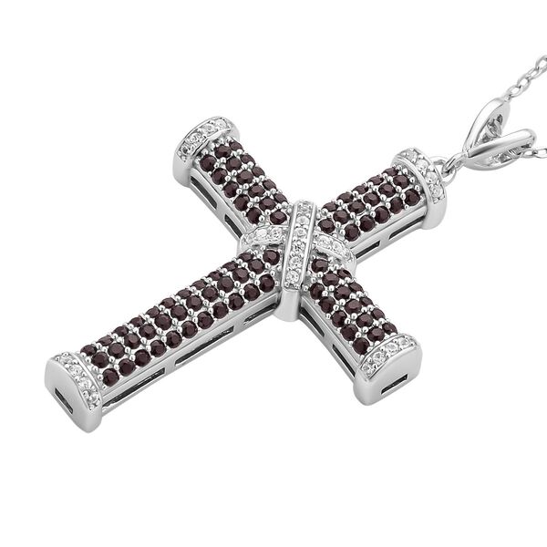 Roter Granat Kreuzanh&auml;nger mit Kette, 925 Silber rhodiniert ca. 0,51 ct image number 4