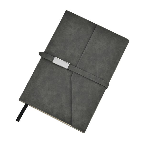 Kunstleder Notizbuch und Kugelschreiber-Geschenkset, grau image number 2