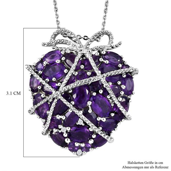 GP Amore Kollektion - Afrikanischer Amethyst, Zirkon und Kanchanaburi blauer Saphir-Herz-Anhänger mit Kette in Silber image number 6