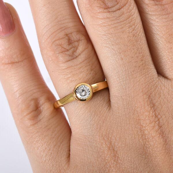 D&rsquo;joy 120 Facetten Moissanit Ring 925 Silber vergoldet (Gr&ouml;&szlig;e 18.00) ca. 0,47 ct image number 3