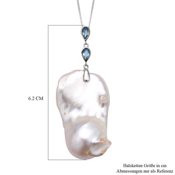 Barockperle und Blautopas Anhänger mit Kette, 925 Silber rhodiniert image number 6