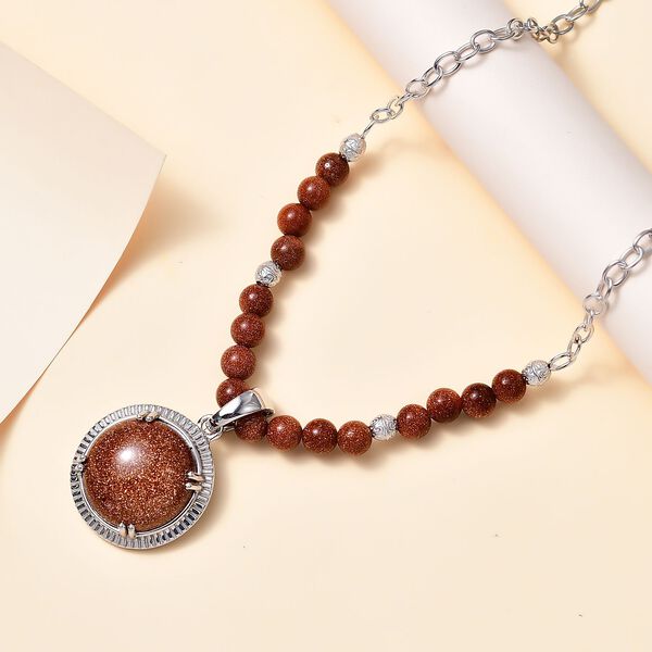 Gold Sandstein Halskette, 50 cm - 43,65 ct. image number 2