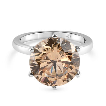 LUSTRO STELLA Hergestellt mit ausgefallen gelbem ZIRKONIA Solit&auml;r-Ring 925 Silber Platin-&Uuml;berzug