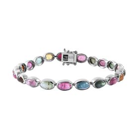 Mehrfach-Turmalin Armband, ca. 19 cm, 925 Silber rhodiniert ca. 18,90 ct