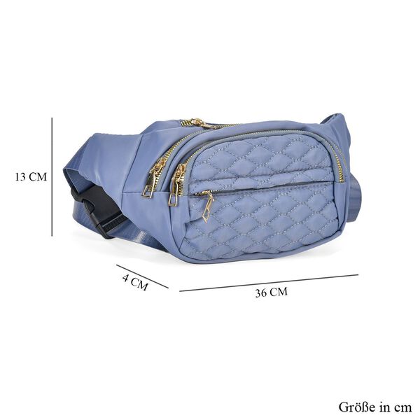 Multifunktionale RFID-geschützte Nylon Gürteltasche mit Schnellverschluss, 36x4x13cm, Blau image number 7