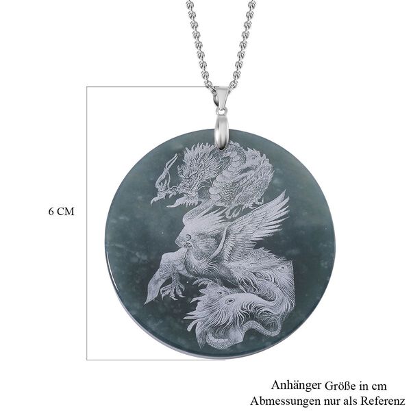 Nat&uuml;rlicher Olmek Jadeit Drachen-Anh&auml;nger mit 50cm Kette - 190 ct. image number 6