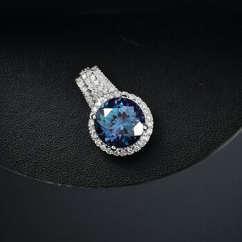 AAA Lab Grown Alexandrite, Lab Grown Diamant Schmuckset 417 Gold ca. 5,35 ct.